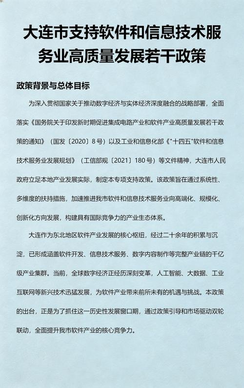 大连市支持软件和信息技术服务业高质量发展若干政策